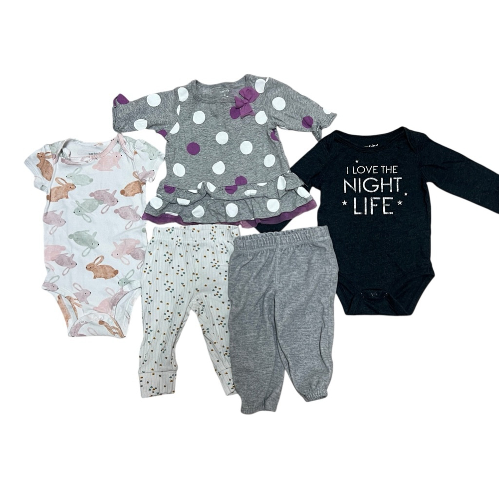 Baby Girl Clothes Lot 6 Months Carter’s Jumping Beans Tops Onesies Pants Bundle